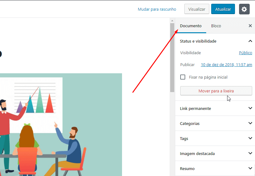 Configurações de postagem do novo editor do wordpress Configurações de postagem do novo editor do wordpress