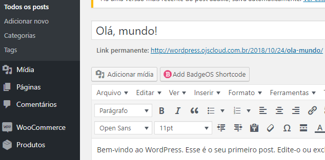 Mudando para o Editor Clássico do WordPress
