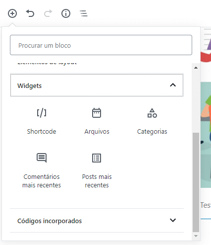 Blocos de Shortcodes e Widgets Blocos de Shortcodes e Widgets