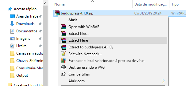 Extrair o arquivo zip