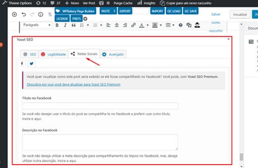 Opções de Otimização de Redes Sociais Yoast SEO