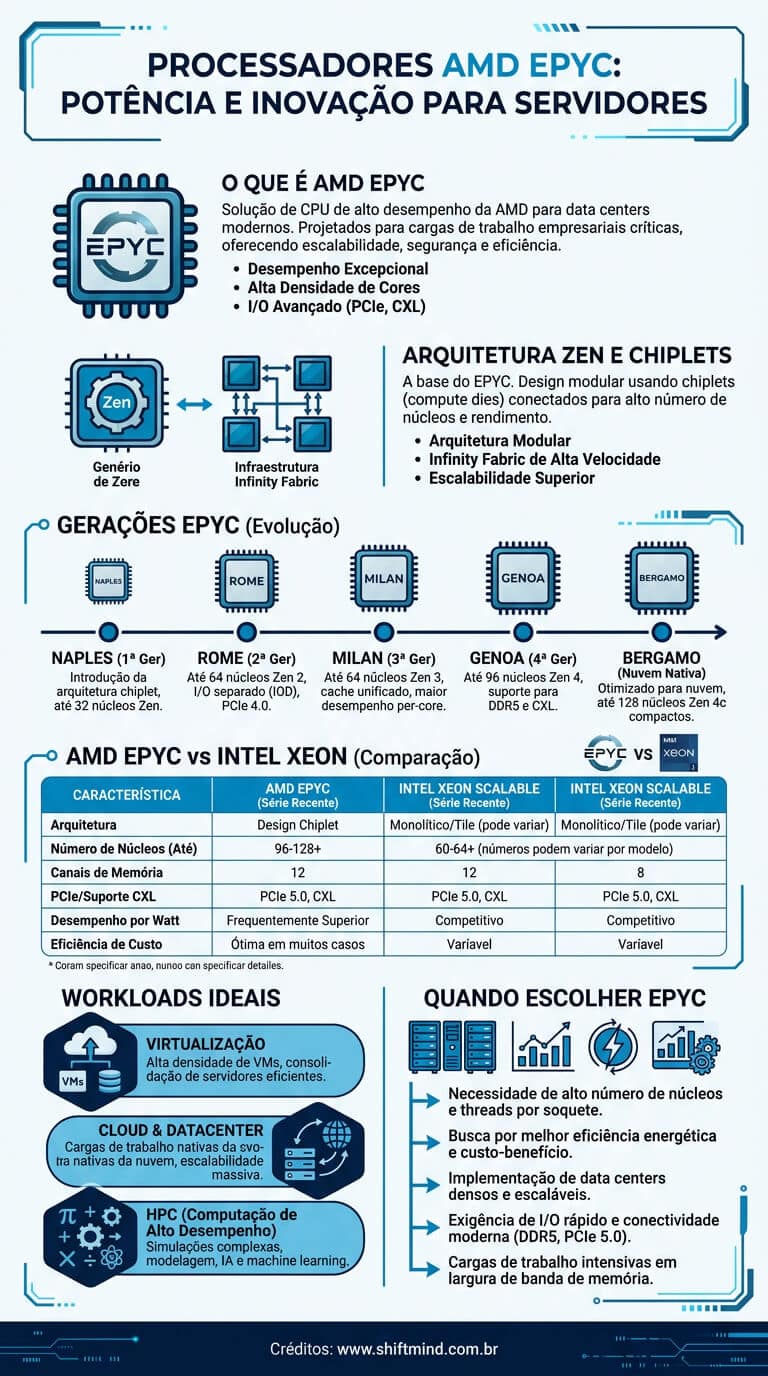 AMD EPYC: arquitetura, gerações e quando escolher para servidores