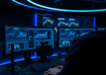 Analista em Security Operations Center monitorando dashboards de email security