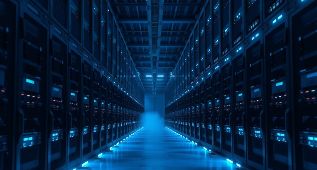 Datacenter corporativo com cluster Ceph de storage distribuído em servidores interconectados