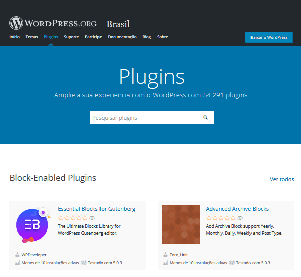 Diretório de Plugins do WordPress