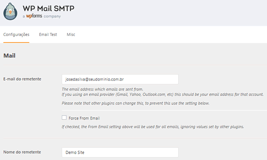 Configuração de SMTP WordPress